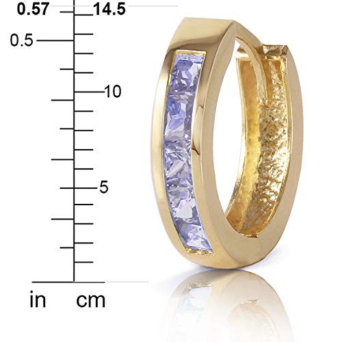 Galaxy Gold Gg 14K Solid Yellow Gold Huggie Hoop Wrap Cuffs Earrings With Stunning 0.95 Ctw Princess Cut 10 Pieces Natural Tanzanites - Perfect For Petite Ears Anniversary Birthday December Birthstone #TOP3