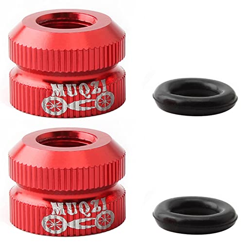 Yundxi 2 Pieces Bike Valve Nut M6 Vacuum Bicyle Tire Law Mouth Nut Bicycle Tire Inner Tube Valve Caps Valve Inner Nozzle Vacuum Tire Nozzle Lock Nut Replacement (Red)