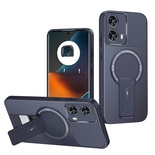 Case Compatible with Motorola Moto G96 / Edge 50 Fusion Camera Protection Magnetic Kickstand Bracket 2 in 1【TPU+PC】 Drop Shockproof Blue