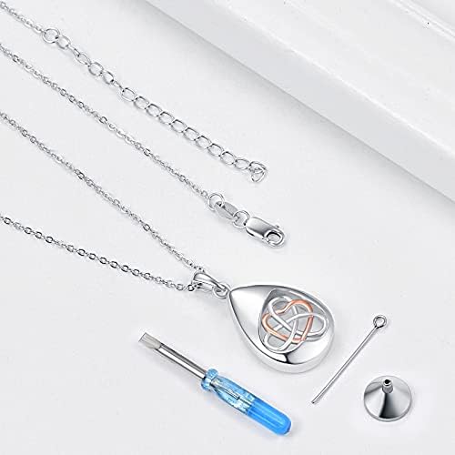 Ashes Necklace 925 Sterling Silver Urn Necklace for Ashes Memorial Cremation Jewellery Heart Ashes Keepsake Pendant Necklace for Mum Dad Women Men Pet with Funnel Filler Kit