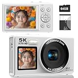 デジカメ5K スマホに送れる デジタルカメラ WIFI転送機能 8000万画素 デュアルスクリーン 64GBマイクロSDカード付き 自撮り18Xデジタルズーム前 2.8インチ 後ろ1.5インチIPSスクリーン AFオートフォーカス 充電式YouTubeカメラ 初心者向け ウェブカメラ 子供用 誕生日 VLOG クリスマス 新年 軽量 携帯便利 日本語説明書
