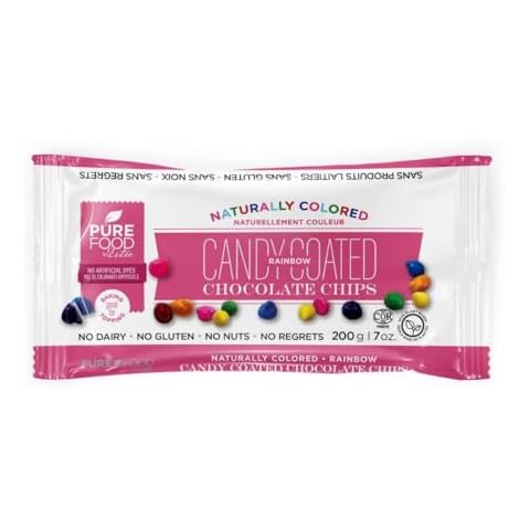 Pure Food By Estee Natural Rainbow Candy Coated Chocolate Chips, 7oz | Cosmic Brownie Sprinkles | Vegan Chocolate | Natural Color Rainbow Chips Sprinkles | Mini Colored Chocolate Chips for Baking | Soy Free, Gluten Free, Dairy Free, Nut Free Cover