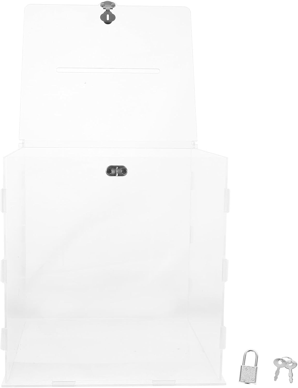 Acrylic Wedding Cards Box with Lock Square 25x25x25cm Small Card Box for Wedding Reception Money and Envelope Holder Party Decor