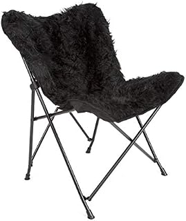 MacSports Fur Chair, Folding Butterfly Frame with Removable Fuzzy Fur | Desk Chair