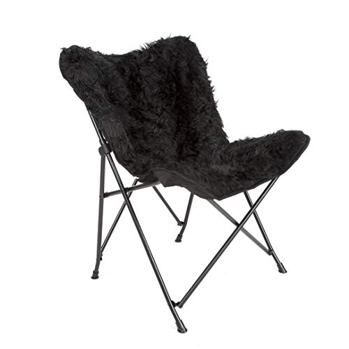 MacSports Fur Chair, Folding Butterfly Frame with Removable Fuzzy Fur | Desk Chair
