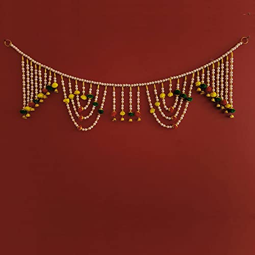 Image of Handmade Door Hanging Round Moti Style Bandarwal Toran (TMR-09) -Diwali New Year Inauguration Wedding Festival Home Decor Pooja (40 Inch X 6 Inch)