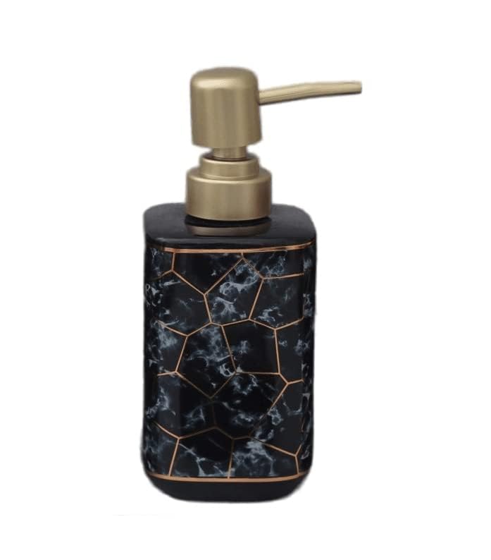 Image of E-EZRA Ceramic Bathroom Accessories Set of 4, Modern Ceramic Bath Set with Liquid Soap Dispenser and Toothbrush Holder, Bathroom Accessory Set (Black)