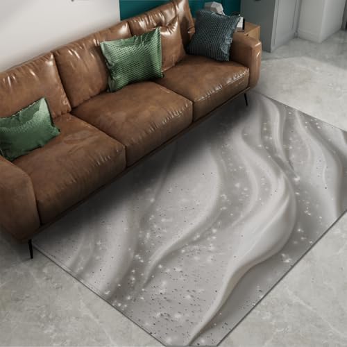 Tapis de chambre en soie à vagues blanches 120x150cm chic et antidérapant