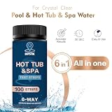 6-Way paski testowe wody w basenie, 100 pasków, do badań chemicznych do spa i basenu, dokładny test bromu, całkowita zasadowość, wartość pH, wolny chlor, całkowita twardość, całkowita zawartość chloru