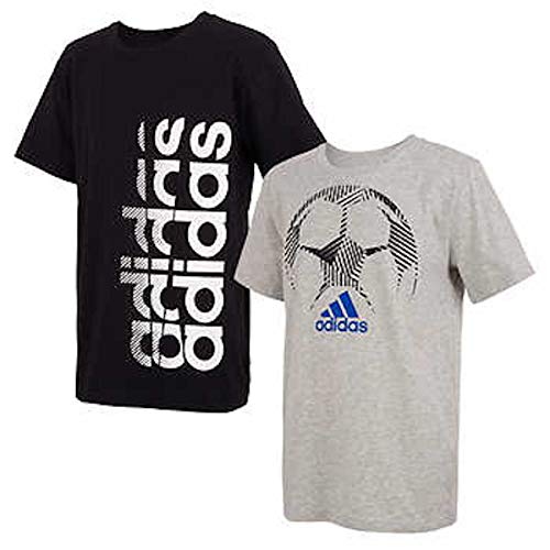 Camiseta para niño adidas en pack de 2 unidades, ropa deportiva juvenil en color negro gris XL