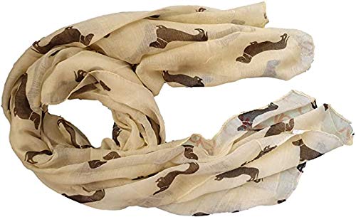 Kukubird Dachshund Dog print long shawls/scarves/wraps/head scarf/pashmina-CREAM