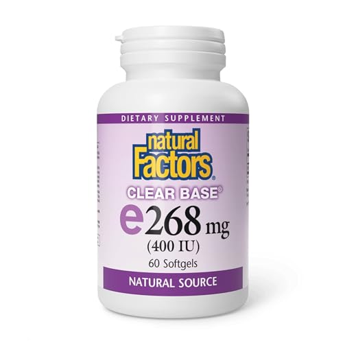 Natural Factors, Clear Base Vitamin E 400 IU, Antioxidant Support for Cardiovascular and General Health, 60 softgels (60 servings) Natural Factors, Clear Base Vitamin E 400 IU, Antioxidant Support for Cardiovascular and General Health, 60 softgels (60 servings)