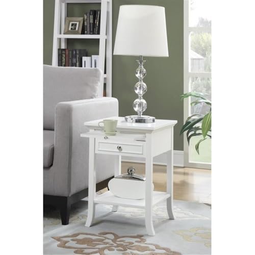 Image of Convenience Concepts American Heritage Collection Logan End Table with Drawer and Slide, White