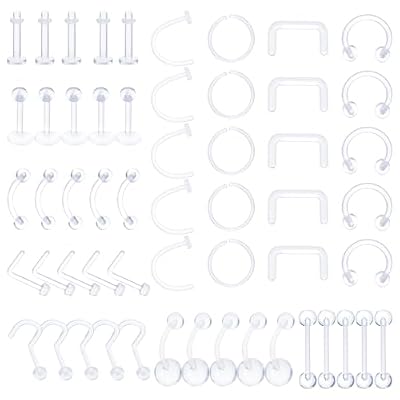 Yolev Juego de 55 piezas de joyería para piercing de acrílico transparente: pendientes para nariz, aros para nariz, anillos para ombligo, retenedores de septum, anillos para labios, anillos para | Ya disponible en tu tienda friki favorita! En mundofriki.es! Yolev Juego de 55 piezas de joyería para piercing de acrílico transparente: pendientes para nariz, aros para nariz, anillos para ombligo, retenedores de septum, anillos para labios, anillos para | Ya disponible en tu tienda friki favorita! En mundofriki.es!