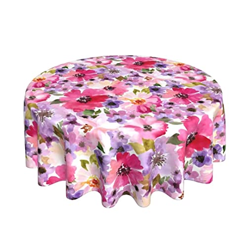 Sunshineyan Spring Floral Tablecloth 60 Inch Round, Spring Summer Watercolor Flower Tablecloths Stain Resistance Polyester Floral Table Cloth for Parties Kitchen Dining Indoor Outdoor by Sunshineyan - Used condition - US$16.14