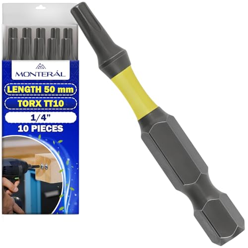 10x Embout Visseuse a Choc Torx TT10x50 mm et Tige Hexagonale 1/4"