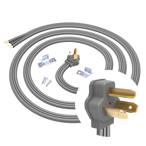 TOPDC 3-Prong Dryer Cord, 30 Amp 5 Foot Appliance Power Cord, NEMA 10-30P to 3-Wire with Eyelet Connectors, 10-Gauge Pure Copper Wire, ETL Listed 3 Pr