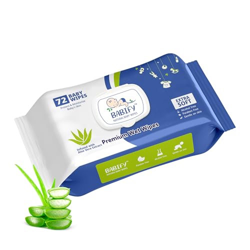 Image of Babify Premium Baby Wipes with Flip-Top Lid | Aloe Vera & Paraben-Free | Pack of 1 (72 Wipes, 72 Wipes per Pack)