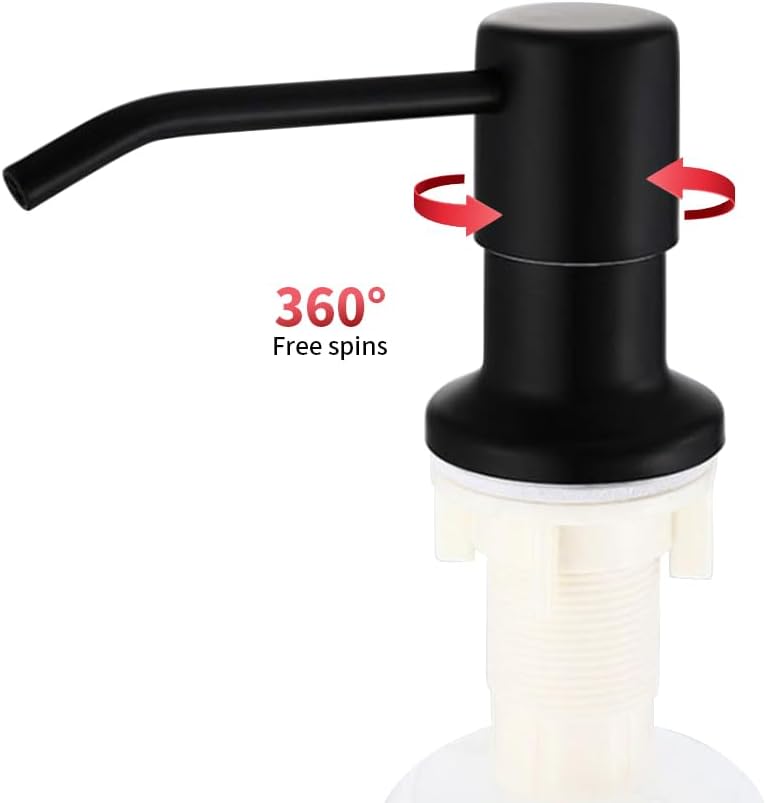 YZZY Kitchen Sink Soap Dispenser Stainless Steel Built in Soap Dispenser Black Countertop Dispenser Pump with Soap Bottle