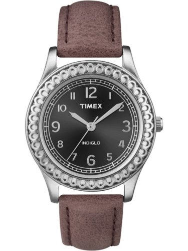 Timex Women's T2N658 Weekender Purple Leather Strap Watch