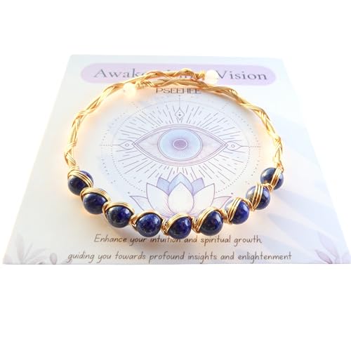 PSEEHEE Lapis Lazuli Wire Wrapped Bracelet