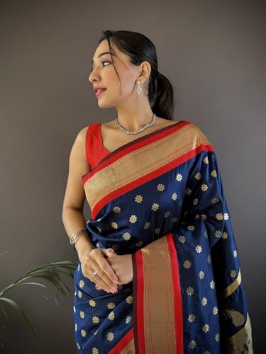 Panzora blue paithani silk saree – image 5