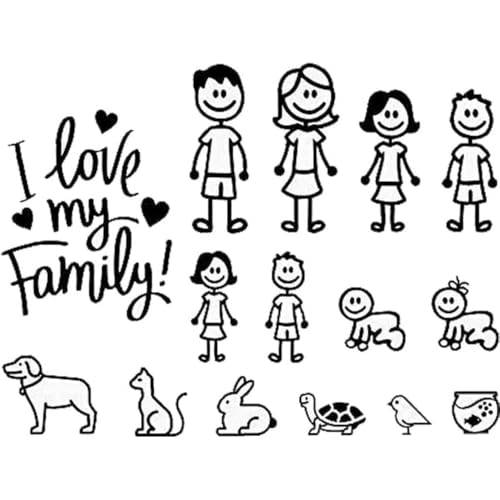 Image of Family Stickers for Cars, White Car Sticker I Love My Family Car Bling Stickers and Decals, Pet Cat Dog Animal, Decal for Car Window Phone Notebook Decorative Cars Walls Exterior Accessories