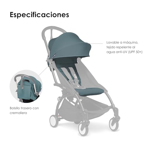 Miniatura 3 de Babyzen Yoyo Pack 6 Color, Aqua - Solo Textiles: Cojín Del Asiento, Capota A Juego Y Bolsillo Trasero Con Cremallera - Requiere El Chasis Yoyo2 Se Vende Por Separado