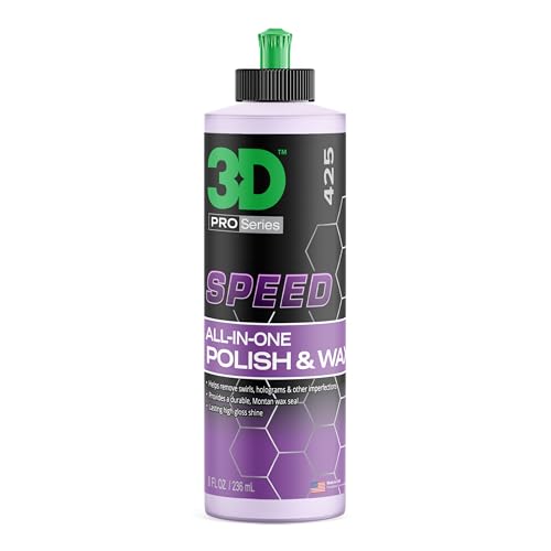 3D Speed All-In-One Polish & Wax – Scratch & Swirl Remover, Clear Coat Safe Paint Sealant – High Gloss Finish, Easy Application – 8oz – Made in USA