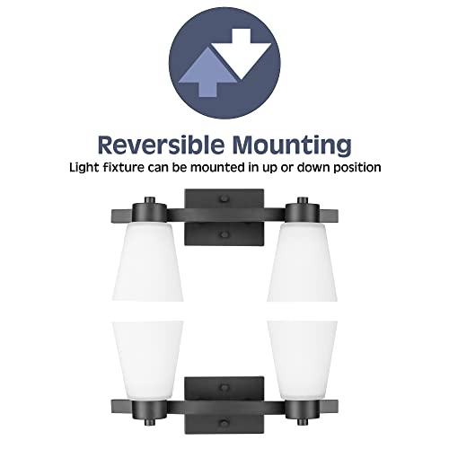 Prominence Home Fairendale Double Light Matte Black Bathroom Vanity Light with Frosted Glass - 51571-01
