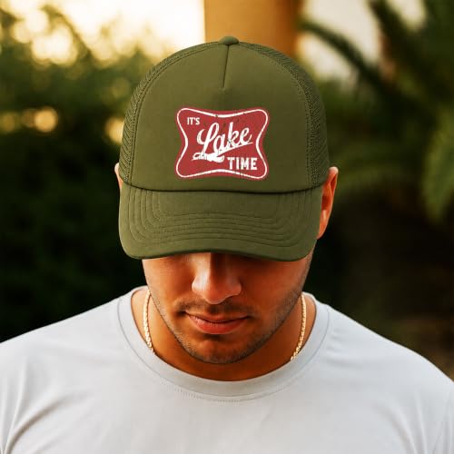 Image of It's Lake Time Summer Classic 5 Panel Foam Front Mesh Snap Back Trucker Hat