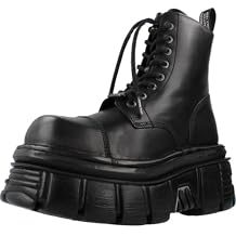 New Rock Combat Boots Unisex Platform Boots in Black - 9.5 US