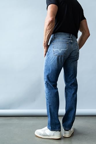 Kimes Ranch Men's Luke Mid Wash Slim Fit Boot Cut Integrated Knife Pocket Jeans4