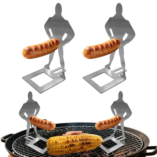 2 Funny BBQ Stand Hands on Hips Man Hot Dog Holder,Portable Hot Dog Roaster
