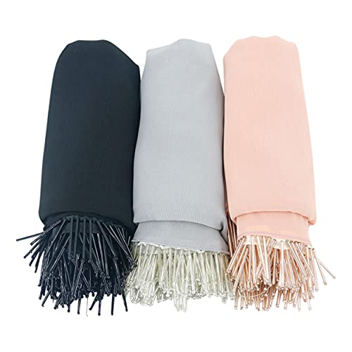 In Beautiful white Gift box Set of 3 Chiffon Tassel Hijab Scarf Set for Women lightweight Soft Big thick Scarve Scarf Shawl and Wrap with Scarfs Pin Brooch Gift set.