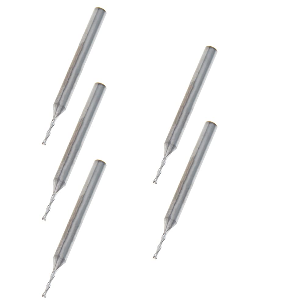 Auniwaig 3.175mm 2 Flutes Straight Shank End Mill Cutter, Cemented Carbide Spiral Bits Cut Assembled On Milling Machines, Round Shank Milling Cutting Tool for Stainless Steel Alloy Copper Metal 5Pcs