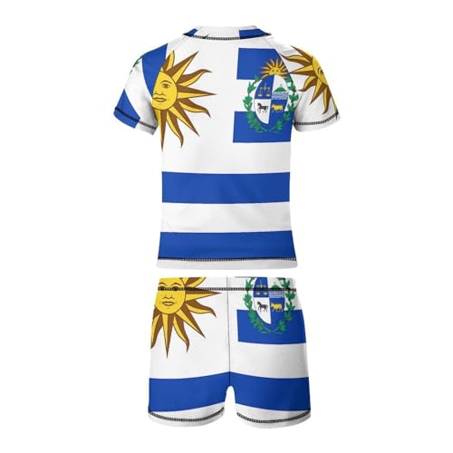 Uruguay FlagChildren's Casual Swimsuit Set - Simple and Versatile8-10Y（130cm）3