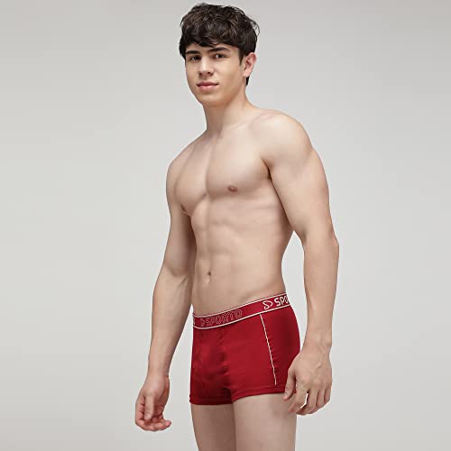 Image of sporto Men's Mid-Rise Super Soft & Comfortable Solid Cotton Square Trunks with No-Fold & No-Pinch Elastic Waistband (Combo Pack)