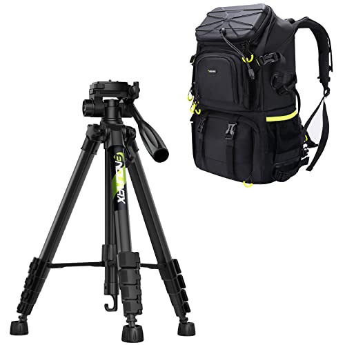 Endurax 74 Camera Tripod for Canon Nikon Sony with Extra Large Camera DSLR/SLR Backpack for Outdoor Hiking Trekking with 15.6 Laptop