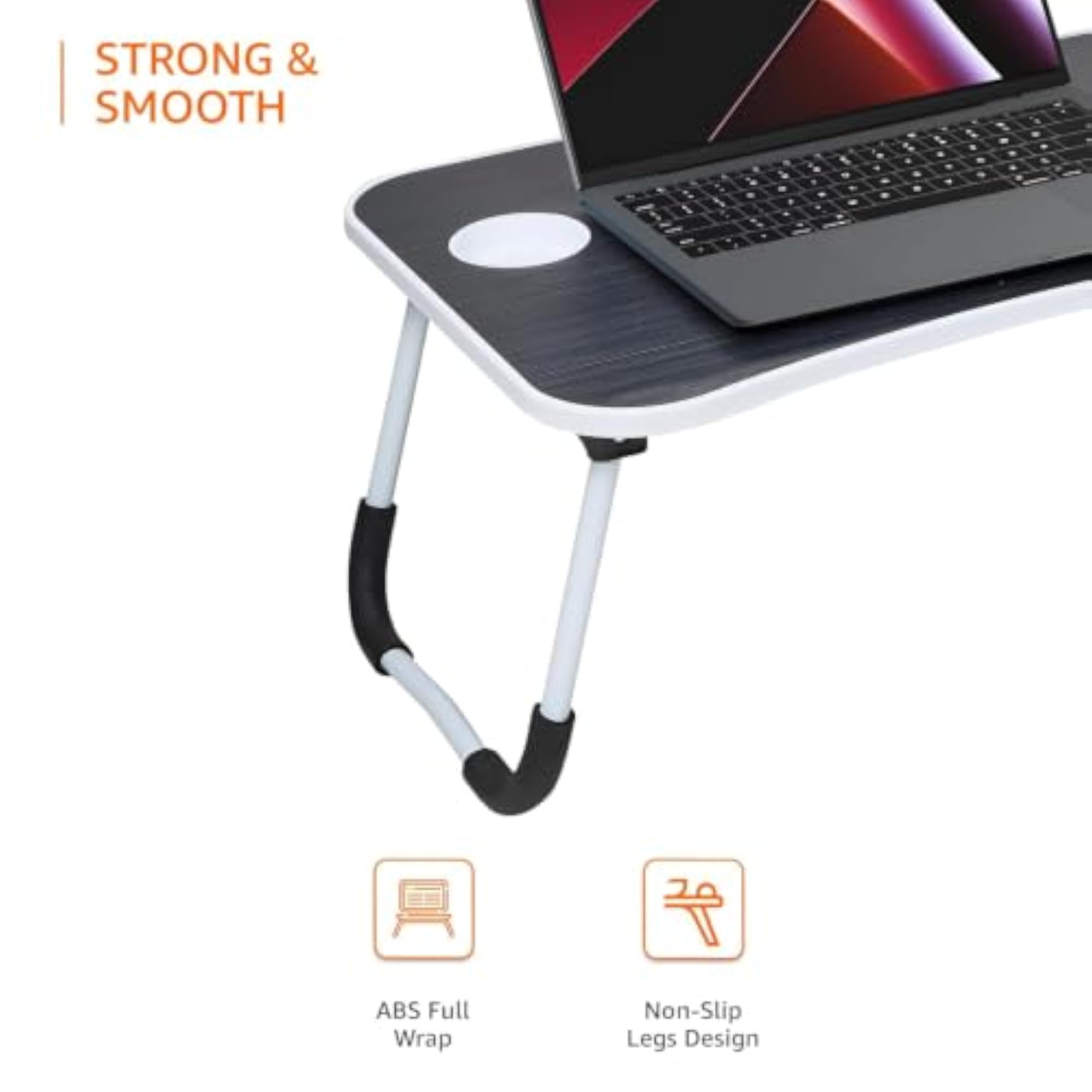 Foldable Laptop Table with Cup Holder & Mini Drawer