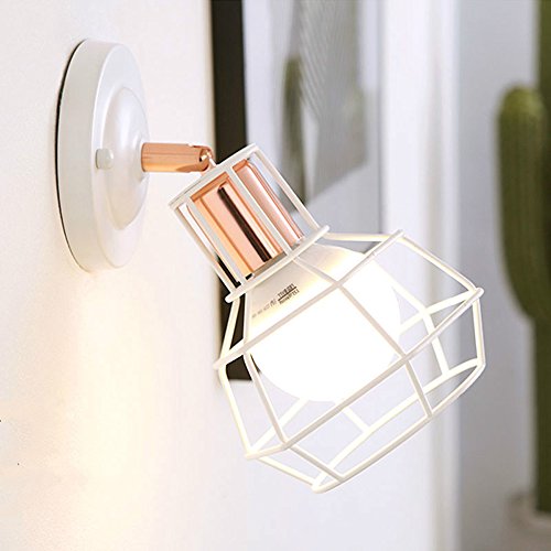 Aplique de pared ajustable nórdico Personalidad creativa Lámpara de pared de hierro forjado Edison E27 Aplique de pared de 1 luz para garaje Sala de estar Pasillo Barnhouse Clubhouse ( Color : White ) Cover