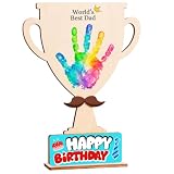 Best Dad Trophy Hands Down Sign 9', DIY Birthday Gifts from Kids, Daughter, Son, Wife, Handprint Wooden Frame with Personalized Family Name, Dads Gifts for New Dad, Husband, Stepdad, Grandpa