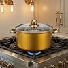 CALLARON Stainless Steel Cookware Set, 6 Piece Pots and Pans Set, Nonstick Cooking Utensils, Stockpots & Saucepans with Lids, Includes Saucepan & Stockpot for Everyday Home Use, Gold #2
