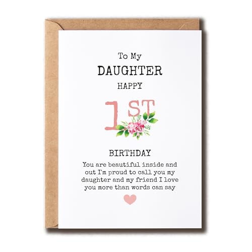 ALDDesigns To My Daughter Happy 1St Birthday - 1St Birthday Card Daughter - Daughter Birthday Card - Beautiful Daughter Gift - Daughter Card