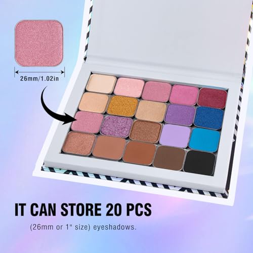 Fillwie Magnetic Makeup Palette with Mirror – Empty Refillable Case for Eyeshadow, Blush, Lipstick, DIY Custom Kit (Black Medium) - Thumbnail 5