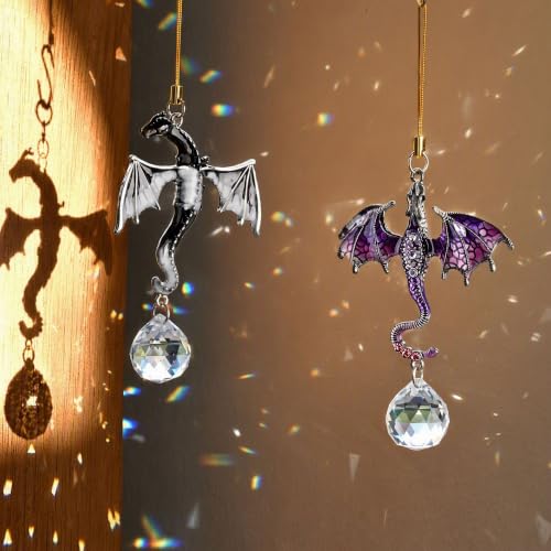 YU FENG 6 Pack Black Dragon Crystal Hanging Ornaments for Gothic Decor - Image 4