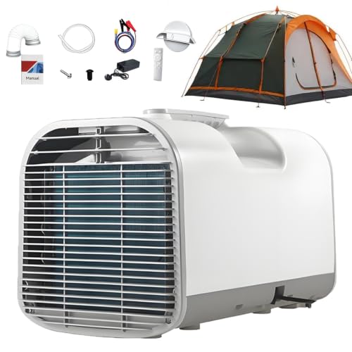 Mobiele airco voor campers/caravans, 5100 BTU 2-in-1, stille 400W-campingairco met compressor, laag energieverbruik, 12-uurstimer, geschikt voor tent en camper/caravan. S01