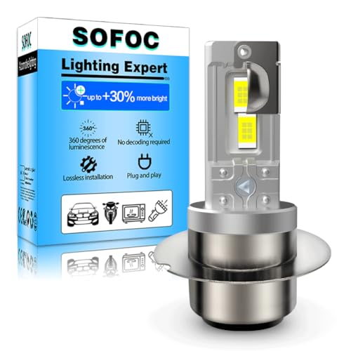 SOFOC P36D Bombilla Bpf Led 500% Más Brillante Que Las Halógenas Faros Blancos Para Motocicletas/Automóviles DC 12V-18V 60W 4000Lm Diseño De Luz Alta Y Baja 1Pcs
