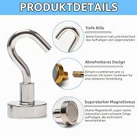 14 Bunte Magnethaken, Magnet Haken Extra Stark Neodym Magnete mit Haken – Ansicht 3