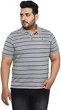 AMERICAN CREW Polo Collar Stripes T-Shirt for Plus Size Men